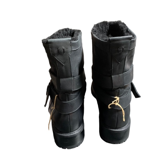 ROSS & SNOW Christina Ankle Boot Black Leather Shearling Lined Women’s Size 10 - Picture 4 of 12